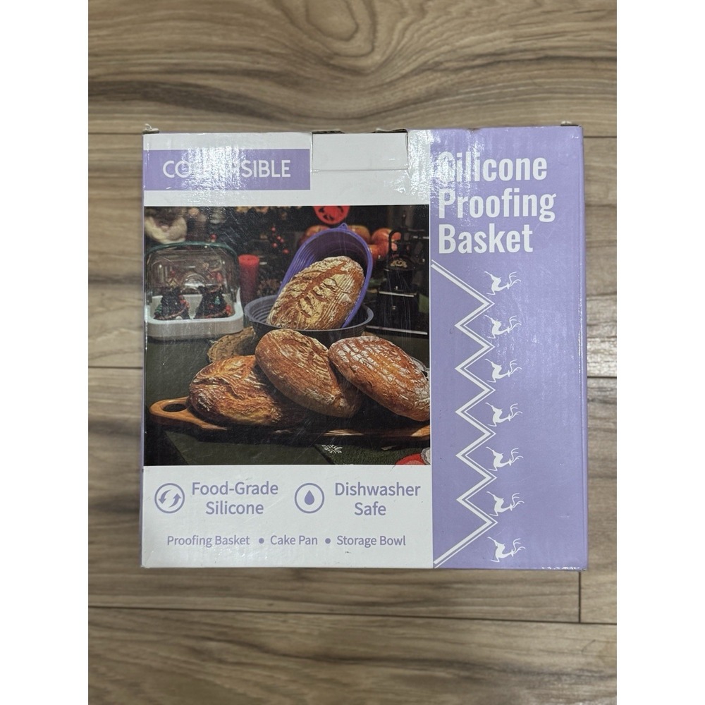 Collapsible Silicone Proofing Basket Purple Dishwasher Microwave Oven Safe NIB - Picture 3 of 3